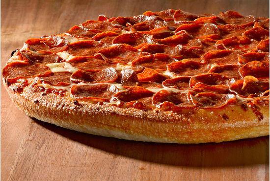 Large 1 Topping pizza and a small order of cheese bread